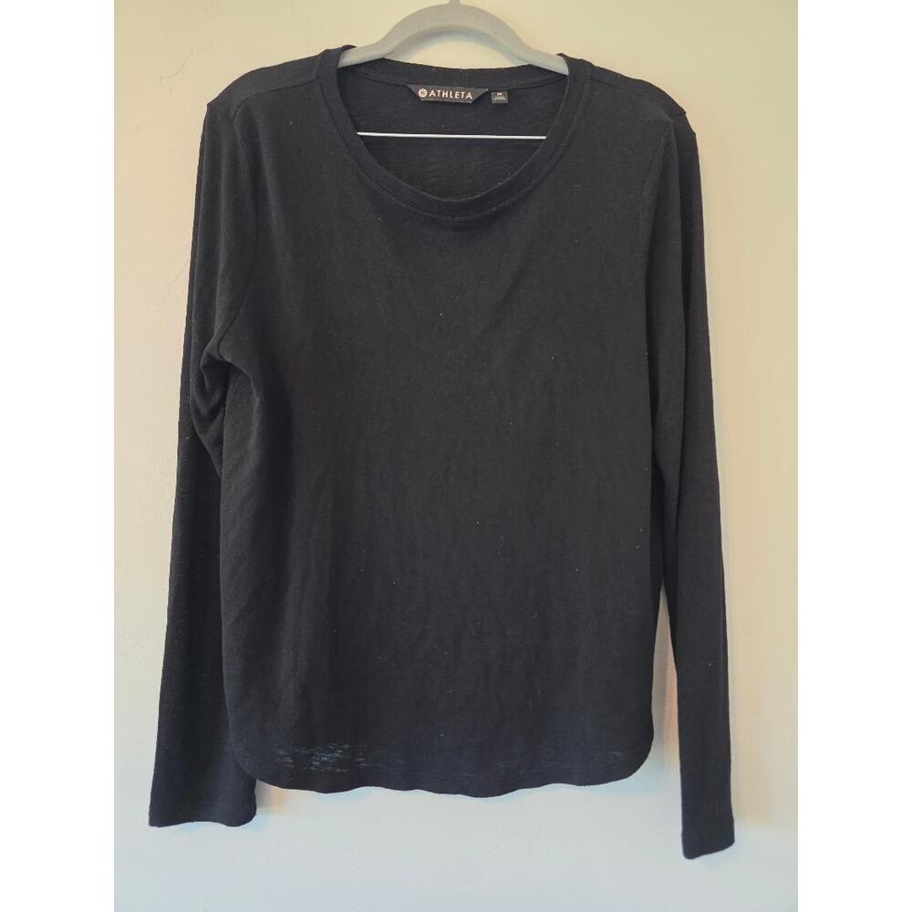 Athleta Black Long Sleeve Modal Blend Tee Women’s Medium Lightweight Athleisure